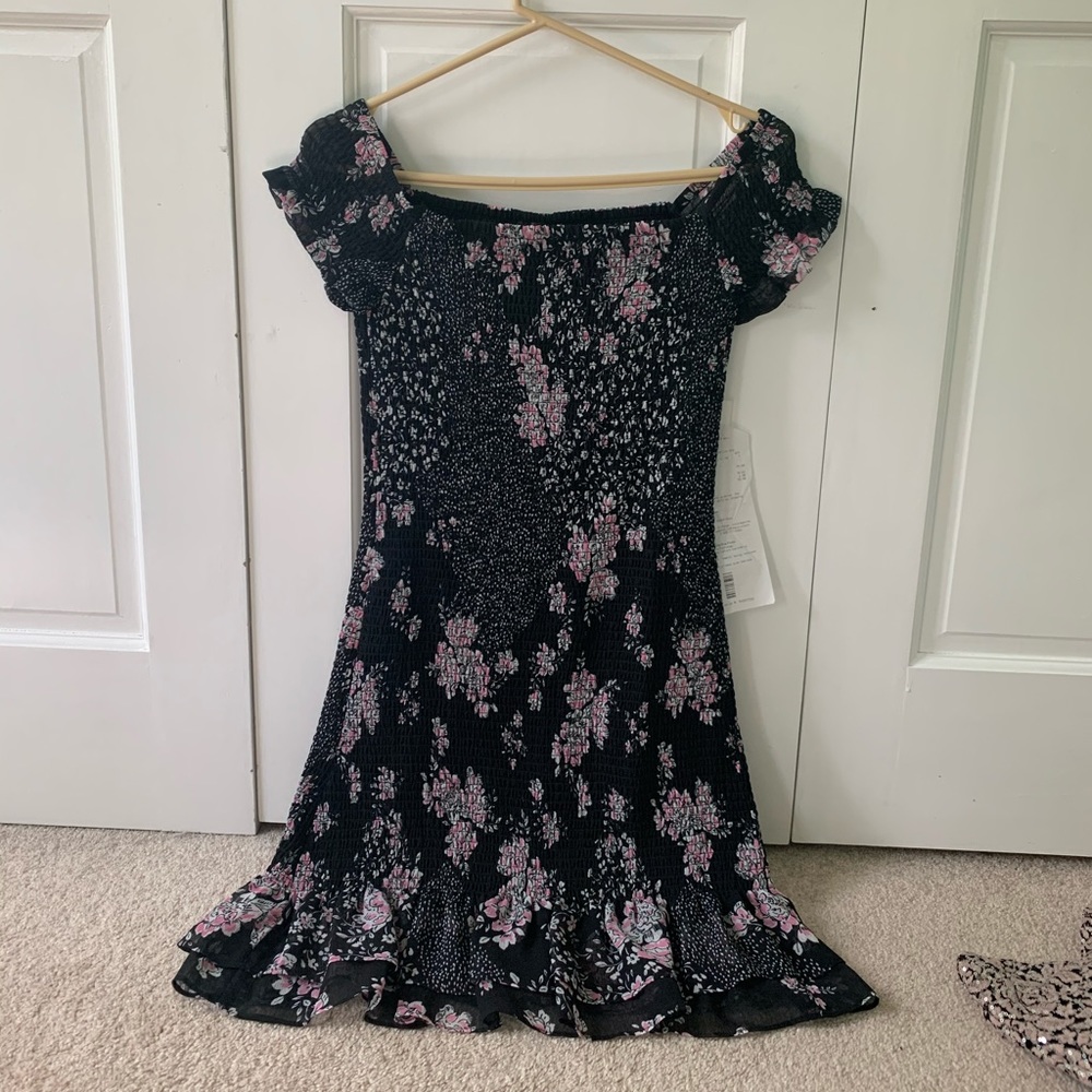 black and pink floral dress